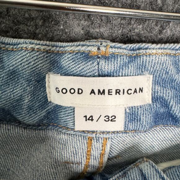 Good American Jeans Womens 14/32 Light Blue Skinny Split Hem High Rise Casual - Picture 3 of 14